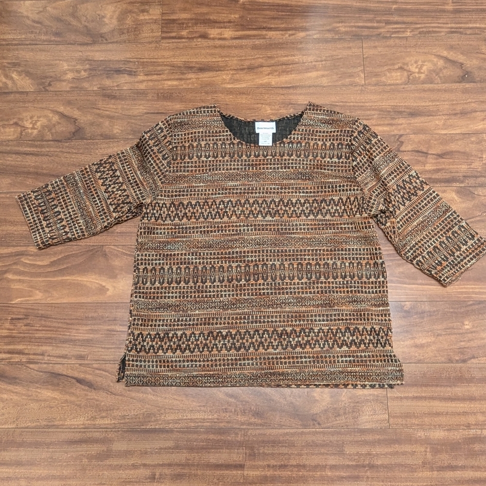 BonWorth Geometric Brown and Black Top